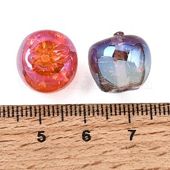 メッキ透明レジンビーズ  りんご  ミックスカラー  12.5x14~14.5mm  穴：1.2mm&nbsp;RE-CBA5A76-18
