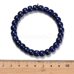 グレードAB+天然ラピスラズリビーズストレッチブレスレット  バレル  ビーズ：8x7mm  内径：2インチ（5.2cm）&nbsp;BJEW-F523-06A