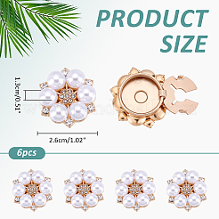 合金のラインストーンカフスボタン  模造真珠ビーズ  花  ライトゴールド  26x13mm&nbsp;FIND-WH0111-881