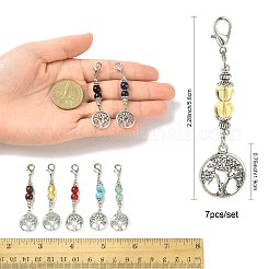 天然・合成宝石と合金ペンダント装飾7個  合金製カニカン付き  58mm&nbsp;HJEW-FS00043