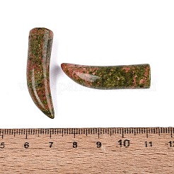 天然石ユナカイトペンダント  牛角のお守り  35~38x10~14x10~11mm  穴：1.2~1.5mm&nbsp;G-Q602-10E