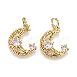 Brass Micro Pave Clear Cubic Zirconia Charms&nbsp;KK-F821-38G