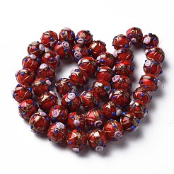 Handmade Gold Sand Lampwork Beads Strands&nbsp;LAMP-T017-05F