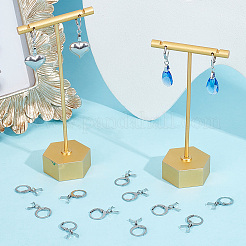 304ステンレススチールフレンチフックピアス金具50個  アイスピックピンチベイル付き  ステンレス鋼色  22mm  ピン：0.65x0.8mmと0.6mm&nbsp;STAS-BBC0002-50P