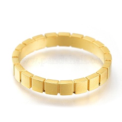304ステンレススチール指輪  正方形  ゴールドカラー  USサイズ7  内径：17mm&nbsp;RJEW-F110-02G-7