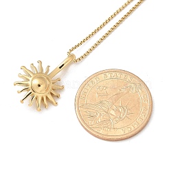304 Stainless Steel Sunflower Pendant Box Chain Necklaces for Women&nbsp;NJEW-R011-01G