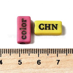不透明なアクリルビーズ  ランダムな文字の長方形  ミックスカラー  7.5x14.5x4.5mm  穴：3mm  約1111個/500g&nbsp;MACR-K363-02