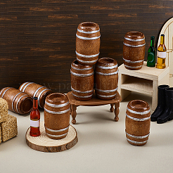 Wood Barrels Miniature Ornaments&nbsp;DJEW-WH0043-110A-01