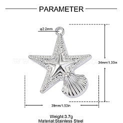 304 Stainless Steel Pendants&nbsp;STAS-OY019-46P
