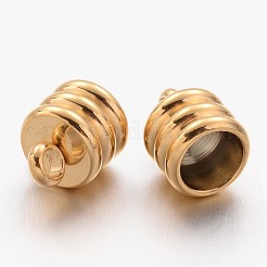 イオンプレーティング（IP）304ステンレススチールコードエンド  エンドキャップ  コラム  ゴールドカラー  9x7mm  穴：2mm  5mm内径&nbsp;X-STAS-K108-03G