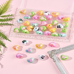 40 個の UV メッキアクリルビーズ  虹色の  ハートやちょう結び  ミックスカラー  15x17.5x14.5mm  穴：2.2mm&nbsp;PACR-FS0001-08