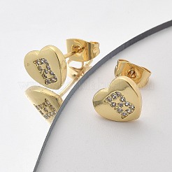 Rack Plating Brass Micro Pave Clear Cubic Zirconia Stud Earrings&nbsp;EJEW-K299-01G-B