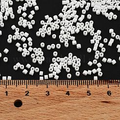 不透明色のガラスシードビーズ  シリンダー  ホワイトスモーク  2x1.5mm  穴：1mm&nbsp;SEED-S042-09B-03