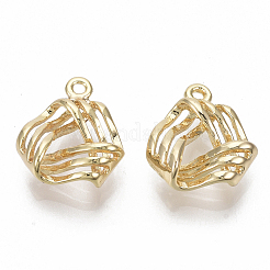 真鍮製チャーム  ニッケルフリー  三角形  18KGP本金メッキ  12x10.5x4mm  穴：1mm&nbsp;KK-S348-456-NF