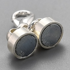 真鍮製マグネットクラスプコンバーター  カニカン付き  コラム  銀  25x6mm&nbsp;LS-KK-O134-08S