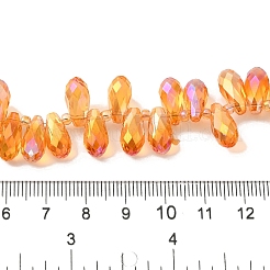 電気メッキガラスビーズセット  多面カット  ティアドロップ  トップ掘削  ゴールド  13x7x7mm  穴：1mm  約100個/連  19.29''（49センチメートル）&nbsp;EGLA-B006-01A-HR01