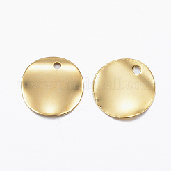 304ステンレススチールチャーム  フラットラウンド  24KGP本金メッキ  10x0.3mm  穴：1mm&nbsp;STAS-H557-39G