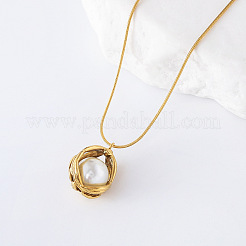 3Pcs Elegant Stainless Steel & Imitation Pearl Round Pendant Necklaces for Women&nbsp;EH7526-2