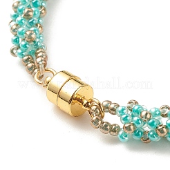 Glass Seed Beaded Bracelet with Brass Magnetic Clasps&nbsp;BJEW-JB07801-05