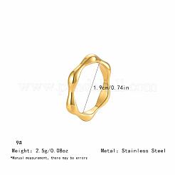 不規則な波模様の304ステンレススチール製女性用指輪  18KGP本金メッキ  usサイズ9（18.9mm）&nbsp;ZK2917-4