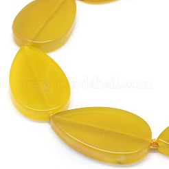天然石瑪瑙ビーズ連売り  染め  ティアドロップ  ゴールド  48.5~49x29.5~30x5.5~7.5mm  穴：2mm  約8個/連  16.1~16.6インチ（41~42.2cm）&nbsp;G-F655-16B