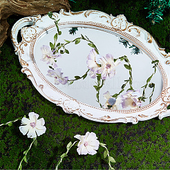 女性用フラワーポリエステルと鉄線入り上腕カフバングル  パープル  31-1/8インチ（79cm）&nbsp;AJEW-GF0014-08C