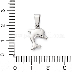 304ステンレスペンダント  イルカのチャーム  変色防止  ステンレス鋼色  17x13x3.5mm  穴：6x3.5mm&nbsp;STAS-U043-20P