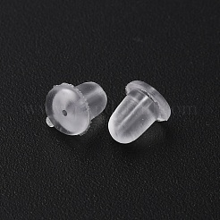 100 個の透明シリコンピアスキャッチ  ベルイヤーナッツ  透明  5x5mm  穴：0.8mm&nbsp;FIND-WH0147-96