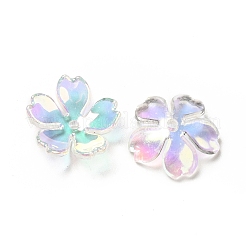 透明アクリル花座ビーズキャップ  ABカラー  さくら  カラフル  14x15x5mm  穴：1.5mm&nbsp;MACR-C009-13