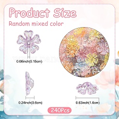 240個6色メッキアクリルビーズ  ABカラーメッキ  花と  ミックスカラー  16x6mm  穴：1.5mm  40個/カラー&nbsp;OACR-YW0003-94