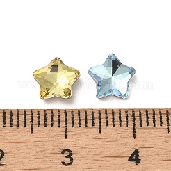 ガラスラインストーンカボション  ポイントバック＆バックメッキ  多面カット  スター  ミックスカラー  7x7x3mm&nbsp;RGLA-P037-02B-D