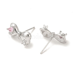 Left and Right Rack Plating Brass Micro Pave Cubic Zirconia Studs Earring Findings&nbsp;LS-KK-K371-10P
