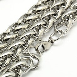 変色しにくいファッショナブルな304ステンレススチール製男性用チェーンネックレス  カニカン付き  ステンレス鋼色  29.92インチ（76cm）x10mm&nbsp;LS-STAS-A028-N002P
