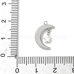 304ステンレスペンダント  スターとムーン  ラインストーン付き  ステンレス鋼色  16x12x2mm  穴：1mm&nbsp;STAS-H483-36P