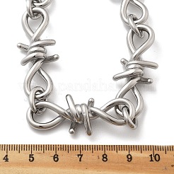 304ステンレススチールバーブワイヤーリンクチェーンネックレス女性男性用  ステンレス鋼色  16.02インチ（40.7cm）&nbsp;NJEW-A043-04P