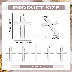 チベット風アロイペンダント70個  クロスチャーム  アンティークシルバー  27x13x2mm&nbsp;TIBE-LP0001-11AS