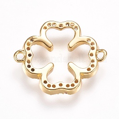 Brass Micro Pave Cubic Zirconia Links&nbsp;ZIRC-K073-09-01G