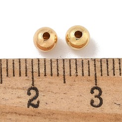 真鍮ビーズ  カドミウムフリー＆ニッケルフリー＆鉛フリー  ラウンド  18KGP本金メッキ  4x4mm  穴：1mm&nbsp;KK-H503-22G-01