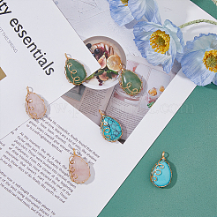 6Pcs 3 Styles Mixed Gemstone Copper Wire Wrapped Pendants&nbsp;FIND-FH0007-92