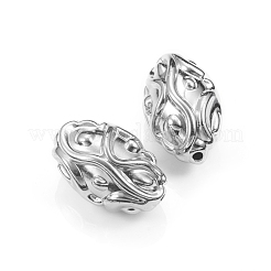 CCBプラスチック彫り加工ビーズ  ライス  プラチナ  32x19mm  穴：3mm&nbsp;CCB-J029-55P