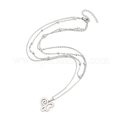 ステンレス鋼のペンダントネックレス  アズキチェーンネックレス  蝶  17.05インチ（43.3cm）ペンダント：16.5x18mm&nbsp;LS-NJEW-U003-01C-P