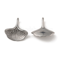 変色しない304ステンレススチールチャーム  イチョウの葉チャーム  ステンレス鋼色  13x13x4mm  穴：4x2mm&nbsp;STAS-A082-02P