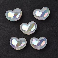 UVメッキレインボー虹色アクリルビーズ  ハート  クリアAB  16x21x10.5mm  穴：2mm&nbsp;OACR-H015-02