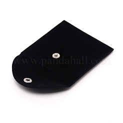 ベルベット収納バッグ  鉄のスナップボタン付き  正方形  ブラック  8.3x8cm&nbsp;AJEW-WH0230-67A