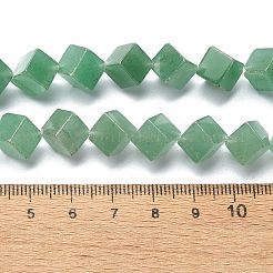 天然石グリーンアベンチュリンビーズ連売り  菱形  10x10x8mm  穴：0.8mm  約34個/連  15.55インチ（39.5cm）&nbsp;G-C135-D01-03