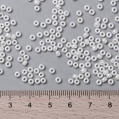 MIYUKIラウンドロカイユビーズ  日本製シードビーズ  8/0  （rr471)ホワイトパールab  3mm  穴：1mm  約422~455個/10g&nbsp;X-SEED-G008-RR0471