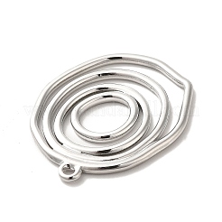 変色しない304ステンレススチールペンダント  イレギュラーフラットラウンドチャーム  ステンレス鋼色  28x23x2mm  穴：1.4mm&nbsp;STAS-M312-02P