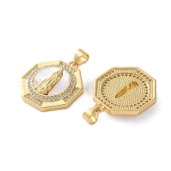Brass Micro Pave Cubic Zirconia Pendants&nbsp;KK-U070-13B-G