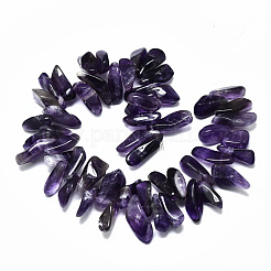 天然アメジスト連売りビーズ  トップ掘削  ナゲット  10~20x5~15x3~10mm  穴：0.8mm  約45~55個/連  9.45インチ〜10.63インチ（24~27cm）&nbsp;G-R485-06A