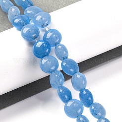 天然石アクアマリンビーズ連売り  染め  フラットラウンド  7.5~8x4.5~5mm  穴：1.2mm  約50~51個  14.57~15.35インチ（37~39cm）&nbsp;G-T047-A06-01